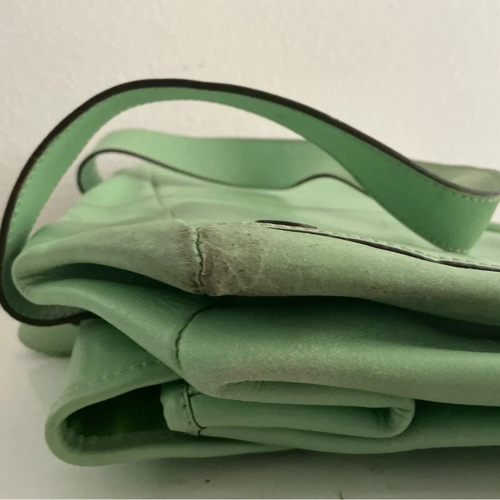 Banana Republic Mint Green Shoulder Bag with Gold Buckles